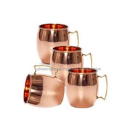 Tasse en cuivre et en acier inoxydable, martelée, avec poignée en laiton, tasse de mule de moscou, 1 pièce de 16oz