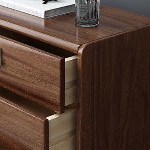 Commode à cinq tiroirs multifonctionnelle de luxe simple, design fin, en bois massif, style chinois moderne, pour l'organisation de la chambre d'hôtel - Product Image 1