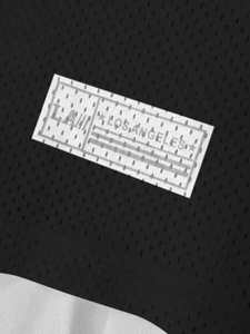 Chemise zippée graphique noire surdimensionnée en gros, numéro 33, streetwear, manches courtes, fabricant OEM - Product Image 3