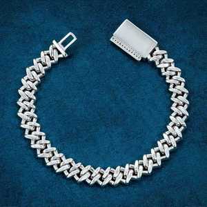 Pulsera de Lujo para Mujer de Oro Sólido de 18K con Diamantes, Corte Baguette, Engaste en Canal, Eslabones Geométricos, Joyería para Fiesta - Product Image 2