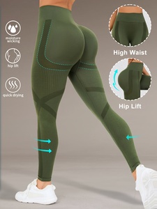 High Waist Compression <b>Leggings</b> <b>Olive</b> <b>Green</b> Seamless Sculpting Yoga Running Tights for Women - Product Image 5