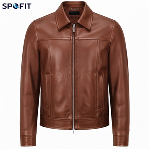 New Arrival Men's High Quality <b>Leather</b> <b>Jacket</b> Denim Fabric <b>Winter</b> Waterproof Windproof Front Logo Hooded OEM Service Available - Product Image 5