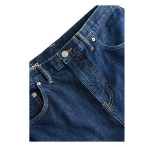 Men's Dark Blue Straight-Leg Jeans Mid Waist Regular Fit Casual Cotton Denim Autumn Wear - Product Image 6