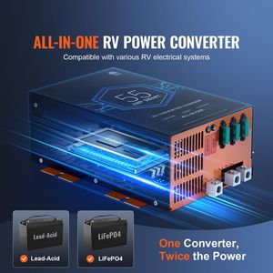 Convertitore RV da 55 Ampere, Caricabatterie Intelligente a 4 Fasi da 110V AC a 12V DC con Regolazione 13V 16.5V per Conversione Energetica RV - Product Image 2