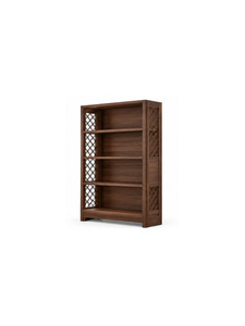 Librero de Madera Personalizado OEM con Estantes Abiertos y Paneles de Ratán Tejido para Almacenamiento en Hogares, Hoteles, Restaurantes y Cafeterías - Product Image 2