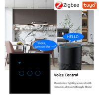 Interrupteur tactile intelligent Zigbee type 86, 1 à 4 voies, en verre trempé, compatible avec l'application et la commande vocale Alexa et Google Home
