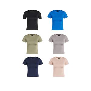 Camisetas Fengway para mujer, venta al por mayor, Camiseta corta con cuello cuadrado, camiseta de manga corta de Color sólido para mujer del proveedor BD - Product Image 5