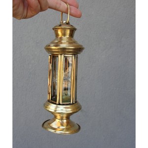 On Sale <b>Brass</b> Hexagonal <b>Lantern</b> with Etched Glass Panels for Home Decoration Durable Finish - Product Image 2