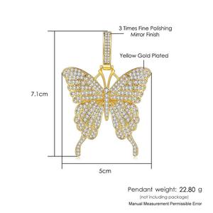 Collier Papillon Tendance avec Pendentif Givré pour Femme, Couleur Or, Cristal, Style Hip Hop Rock, Chaîne Cubaine en Acier Inoxydable, pour Mariage et Fête - Product Image 5