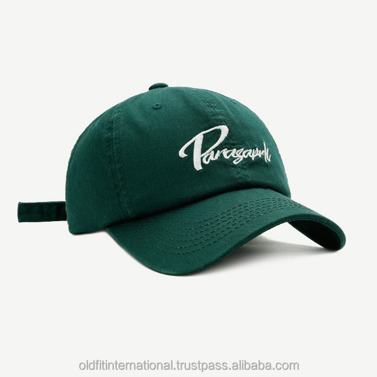 Wholesale Custom 6Panels Unstructured Plain Embroidery Baseball Cap Dad Hat Green by Old-Fit International