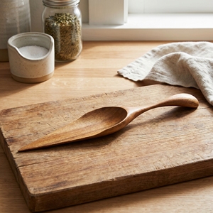 Utensilios de Cocina de Madera de Suar de Grado Alimenticio con Incrustaciones de Cáscara de Coco Oscura, Color Marrón Claro, Hermosos Utensilios para Servir y Cocinar - Product Image 3