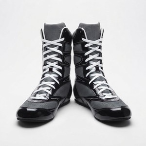 Zapatos de Boxeo Blancos de Malla con Cordones, Transpirables, de Caña Alta, para Uso Profesional - Product Image 4