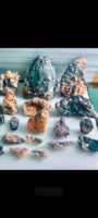Kristal Heulandite Oranye Alami, Stilbite, Kalsedon Biru, Spesimen Kristal Mentah, Cluster Mineral, Dekorasi Rumah, Feng Shui