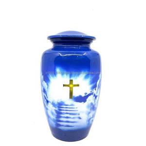 Venta al por mayor de urnas para cenizas personalizadas con esmalte cruzado para adultos, hombres y mujeres, recipientes de cremación de aluminio para restos humanos, suministros funerarios - Product Image 3