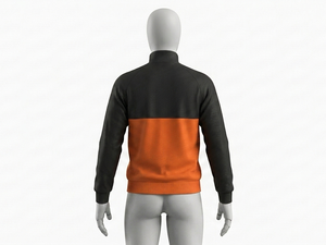 Blouson zippé tricoté pour homme, noir et orange, écologique, séchage rapide, col montant, respirant, décontracté, coupe droite, pour l'automne - Product Image 4