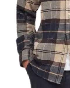 Camisa de algodón a cuadros gris oscuro, beige y negro para hombre, de manga larga, con botones, informal, de corte personalizado, fabricada por OEM. - Product Image 5