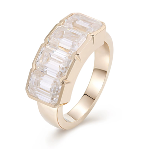Fine Jewelry 14K Solid Gold <b>Ring</b> Inlay with <b>Emerald</b> Cut Lab Diamond Engagement <b>Ring</b> Wedding <b>Ring</b> or Anniversary Gift for Women - Product Image 1