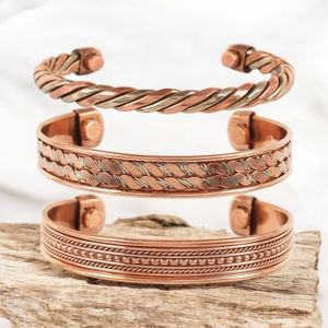 Brazalete Magnético de Acero Inoxidable y Cobre de Estilo Clásico, Geométrico y Moderno, con Broche de Latón, para Regalo de Enamorados, para Uso Terapéutico - Product Image 2