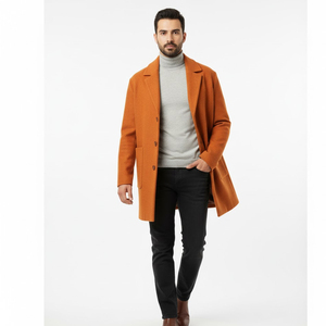 Abrigo Largo de Lona para Hombre, Mezcla de Lana, Abrigo de Invierno, Diseño de Logotipo Personalizado de Fábrica OEM, Abrigo de Secado Rápido - Product Image 1