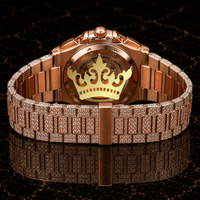 Reloj de Lujo para Hombre con Esfera Azul Cielo, Diamantes Moissanite y Acero Inoxidable |   Corona de Hip Hop con Incrustaciones Completas de Joyas Crownlite