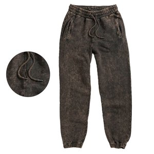 Pantalon en jean coupe droite ample taille mi-haute longueur entière décontracté taille élastique bords effilochés tissé couleur unie style automne - Product Image 4