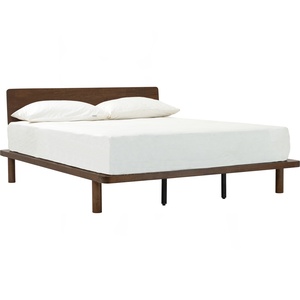 Cama de Plataforma de Madera Sólida Estilo Moderno de Mediados de Siglo con Cabecera, Tamaño Queen, Muebles para Dormitorio - Product Image 1