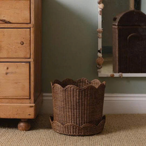 Panier en rotin tressé fait main pour plantes, couvercle de pot de fleurs, support de pot d'intérieur, panier festonné en rotin pour la maison et le jardin - Product Image 5
