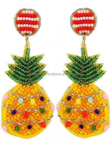 ต่างหูห้อยลายดอกไม้ประดับลูกปัดเมล็ดสับปะรด งานแฮนด์เมด สไตล์โบฮีเมียน เหมาะสำหรับเป็นของขวัญในงานปาร์ตี้ - Product Image 3