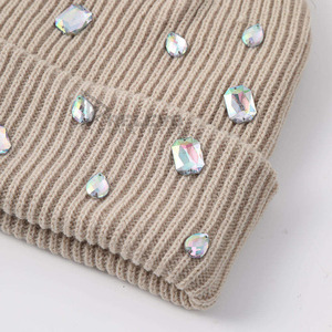 Lady Distressed Knit <b>Winter</b> Earflap Hat with 3D Embroidery Rhinestone Beaded Rabbit Hair Blended Beanie for Women Travel - Product Image 2