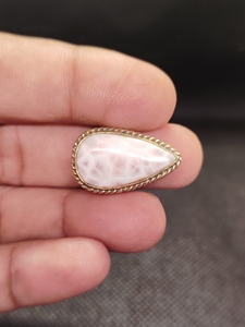 UDGEMS Women's Natural Pink Larimar Brass Groove Pendant Bezel Setting | Handmade Gold Plated Sporty Christian Gemstone Jewelry - Product Image 3