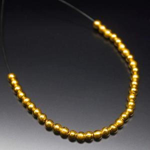 18K Gold Plated Handmade Tribal Round Sphere <b>Spacer</b> Beads 4mm Strand with 12pcs Solid Gold - Product Image 1