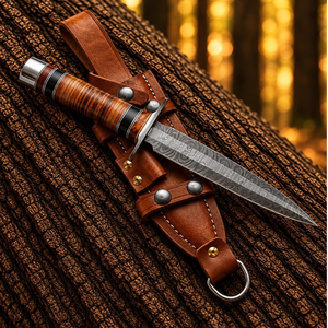 Cuchillo de Hoja Fija de Acero de Damasco Personalizado, Hecho a Mano, para Caza y Camping, Hoja Forjada, Mango de Madera, Cuchillo Coleccionable para Exteriores - Product Image 6