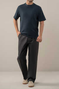 Camisetas de Manga Corta para Hombre Hechas en Pakistán, Personalizadas, de Algodón Tejido, Color Azul Marino Texturizado, Estilo Moderno para el Verano - Product Image 6