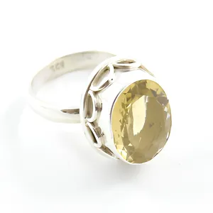 Lemon Quartz 925 Sterling Silver Ring Handmade <b>Vintage</b> Style Oval Cut Natural Gemstone Jewelry for Women - Product Image 1