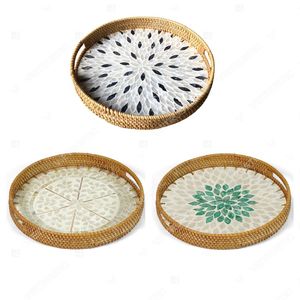 Contemporary Styling Woven Dinner Bamboo <b>Tray</b> <b>Table</b> Capiz Shell <b>Tray</b> Home Accessories Home Décor - Product Image 3