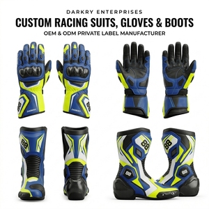Traje de cuero para motociclismo OEM personalizado al por mayor, equipo de pista de secado rápido, ropa protectora, botas y guantes de piel de vaca. - Product Image 4