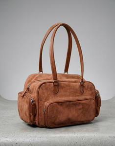 Sac Boston Classique en Daim Imperméable, Souple et Résistant, avec Fermeture Éclair et Panneau Lettres, Tendance, Grande Capacité, Sac à Main et Sac à Bandoulière pour Femme, Idéal pour le Travail - Product Image 6