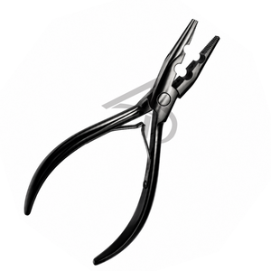 Pince à micro-perles de haute qualité pour extensions de cheveux, logo personnalisé, noir brillant, acier inoxydable de qualité supérieure, deux trous pour perles - Product Image 4