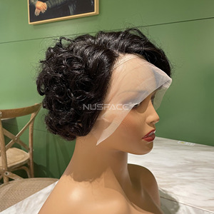 12a Grade Funmi – perruques Afro courtes à coupe Pixie, <span class=keywords><strong>cheveux</strong></span> humains, Rose, <span class=keywords><strong>bouclés</strong></span>, perruques à franges, fournisseurs - Product Image 5