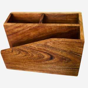 Portacubiertos de madera de primera calidad, hecho a mano, organizador de utensilios de cocina para mesa de comedor, restaurante y hogar, disponible para la venta. - Product Image 1