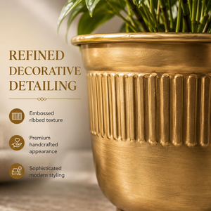 Pot de fleurs décoratif en métal finition or pour plantes d'intérieur, pot de fleurs moderne en métal pour la maison, le bureau, le salon, la décoration du jardin - Product Image 5