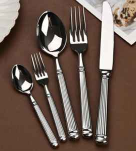 Ensemble de couverts de luxe en métal plaqué or, design moderne, manche élégant, en acier inoxydable, finition miroir, durable, pour mariage, style moderne - Product Image 5