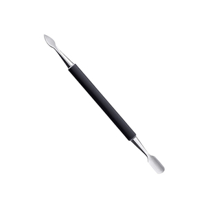 Pousse-cuticules professionnel en acier inoxydable, double extrémité carrée, avec manche antidérapant en caoutchouc noir, spatule grattoir personnalisable - Product Image 2