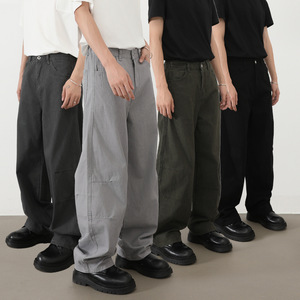 Pantalones Cargo de Mezclilla para Hombre, Corte Recto, Cintura Media, Transpirables, Impermeables, Ecológicos, de Algodón, Estilo Urbano, Color Negro, Otoño - Product Image 1