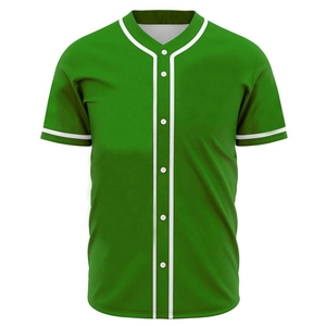 Maillot de baseball vert pour homme, manches courtes, boutons sur le devant, tissu respirant en polyester, couleur unie, coupe classique, vêtements pour toutes les saisons - Product Image 3