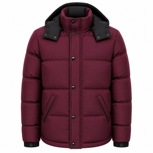 <b>Men's</b> Hooded Puffer <b>Jacket</b> Plain Dyed Custom Design Winter Quilted Padded Breathable Waterproof Outerwear - Product Image 1