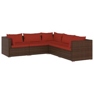 Set Lounge da Giardino in Rattan PE Marrone con Struttura in Acciaio Verniciato a Polvere e Eleganti Divani da Giardino in Plastica - Product Image 2