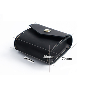 <b>Mini</b> Leather Coin <b>Pouch</b> Snap Closure Compact Change Holder Unisex Black leather coin <b>pouch</b> Genuine leather card holder - Product Image 4