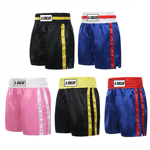 Pantalones Cortos de Boxeo para Hombre, Color Sólido, Satén, Cintura Elástica con Raya Lateral, Estilo Deportivo, Transpirables, de Secado Rápido, Largura hasta la Rodilla, Ropa de Entrenamiento - Product Image 1