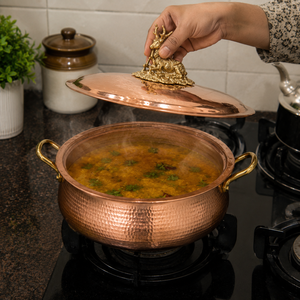 Pure Copper Cooking <b>Pot</b> with Lid Brass Bird Knob Double Handles Luxury Casserole Cookware Serving <b>Pot</b> Kitchenware Wholesale - Product Image 3